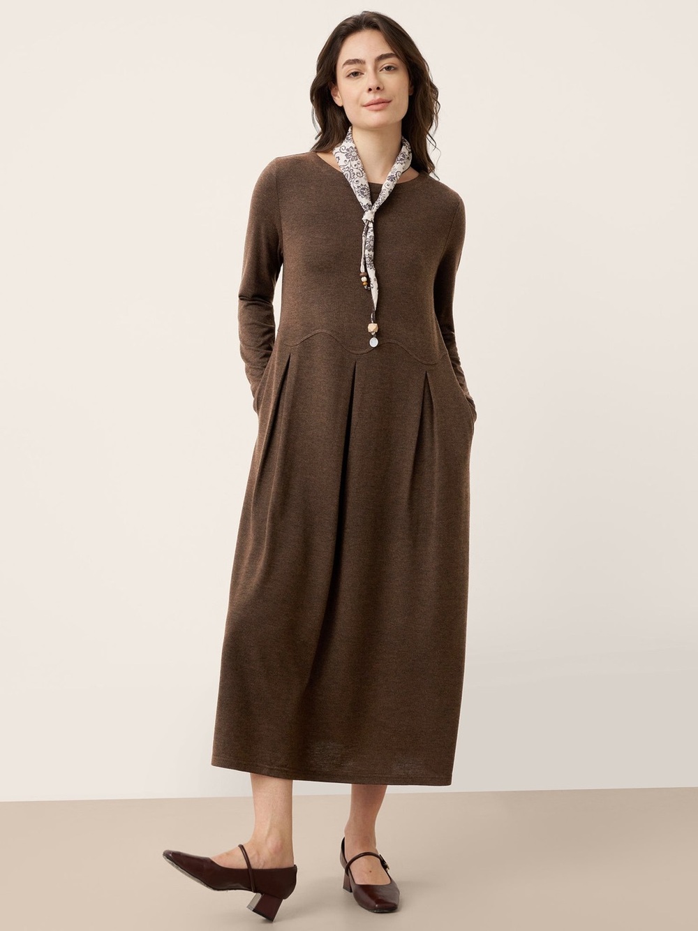 Lintico Calista Wool Arc Panel Sculpted Pleated Midi Dress Size XXL